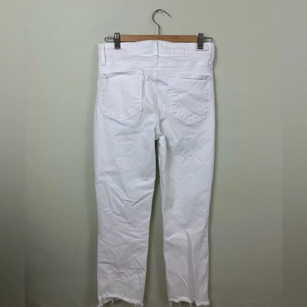 Paige Cindy High Rise Straight Leg Crop White Stretch Jean Minimalist Chic - Picture 3 of 10